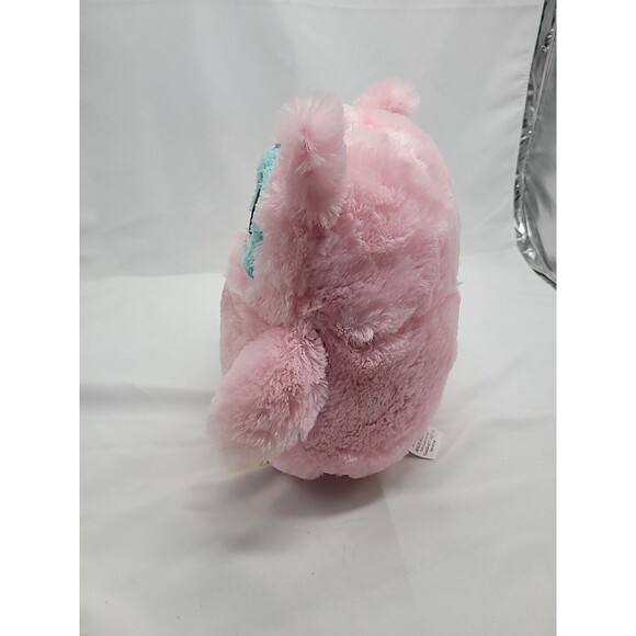 8" FAB.NY pink, turqois & yellow plush owl bank - Picture 6 of 15